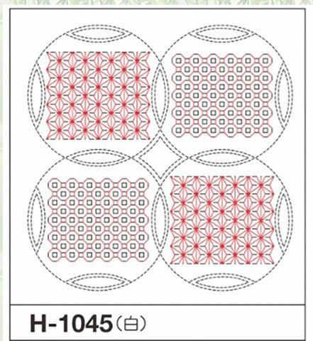 Sashiko Pre-printed Sampler - Kaguri Sashi - Asanoha to Zenisashi - # 1045 - White