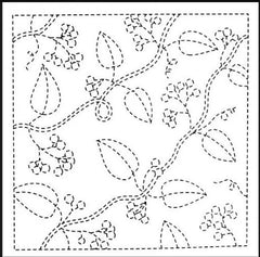 Sashiko Pre-printed Sampler - Olympus - # 213 Berries & Leafy Branches - Navy
