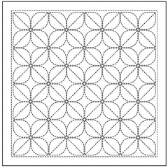 Sashiko Pre-printed Sampler - Olympus - # 2141 Kamon - Navy