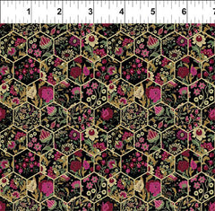 Fabric Art - In the Beginning - Garden Delights III - SALE - Cranberry - $5.00 By the Yard - Last 3 3/4 yards