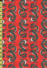 *Asian - Kimonos, Koi & Dragons - Dragons & Wavey Dots - 120-4335 - Red