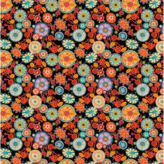 *Tropical - SEASON OF THE SUN - Multi-Color Floral Medallions - 13197-12 - Black - On SALE - SAVE 20% - By the Yard - Last 2 7/8 Yards