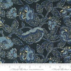 *Asian - Yukata Collection - Hanabana Neibi Blue Floral - 48070-12 - Dark Indigo - Last 1 2/3 Yards