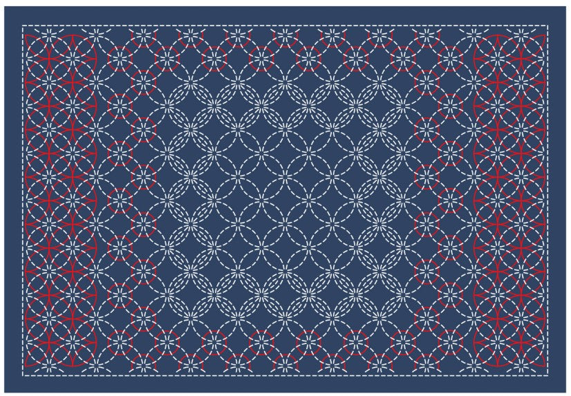 Sashiko Placemat Sampler - L-2007 - Shippo (Seven Treasures) Combined - Dark Navy