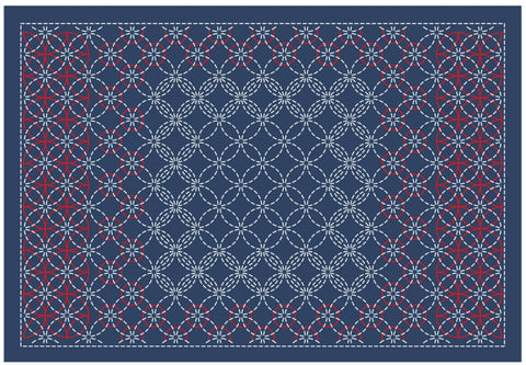 Sashiko Placemat Sampler - L-2007 - Shippo (Seven Treasures) Combined - Dark Navy