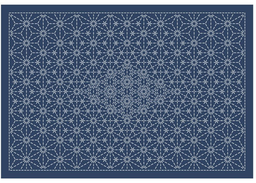 Sashiko Placemat Sampler - L-2008 - Asanoha Combined - Dark Navy