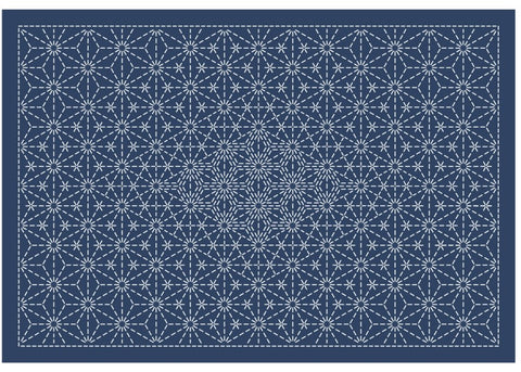 Sashiko Placemat Sampler - L-2008 - Asanoha Combined - Dark Navy