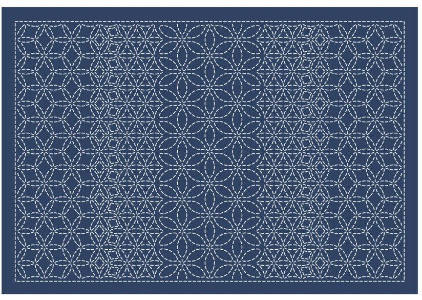 Sashiko Placemat Sampler - L-2009 - Hanazashi Combined - Dark Navy