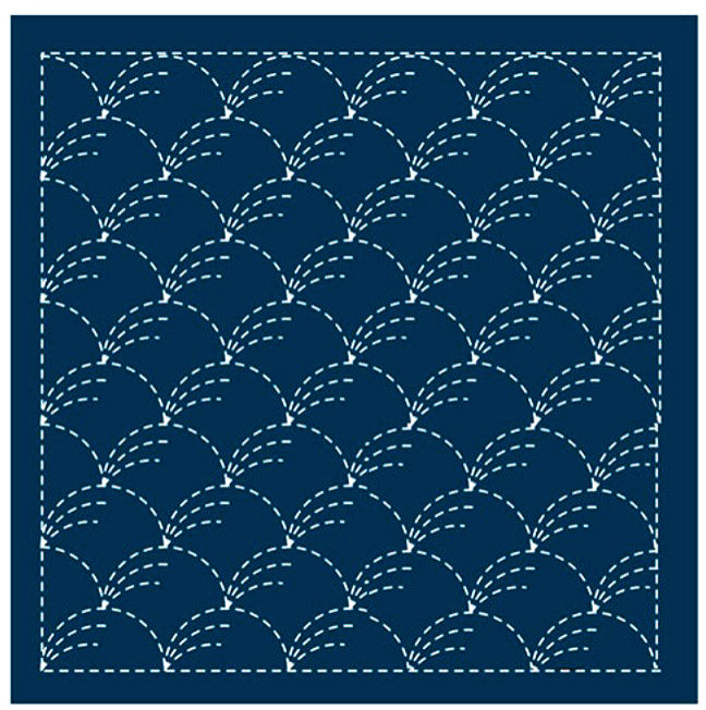 Sashiko Pre-printed Sampler - Olympus - # 201 Nowaki (Pampas Grass) - Navy