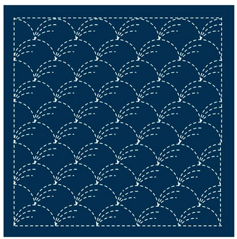 Sashiko Pre-printed Sampler -Olympus -  # 201 Nowaki (Pampas Grass) - Navy