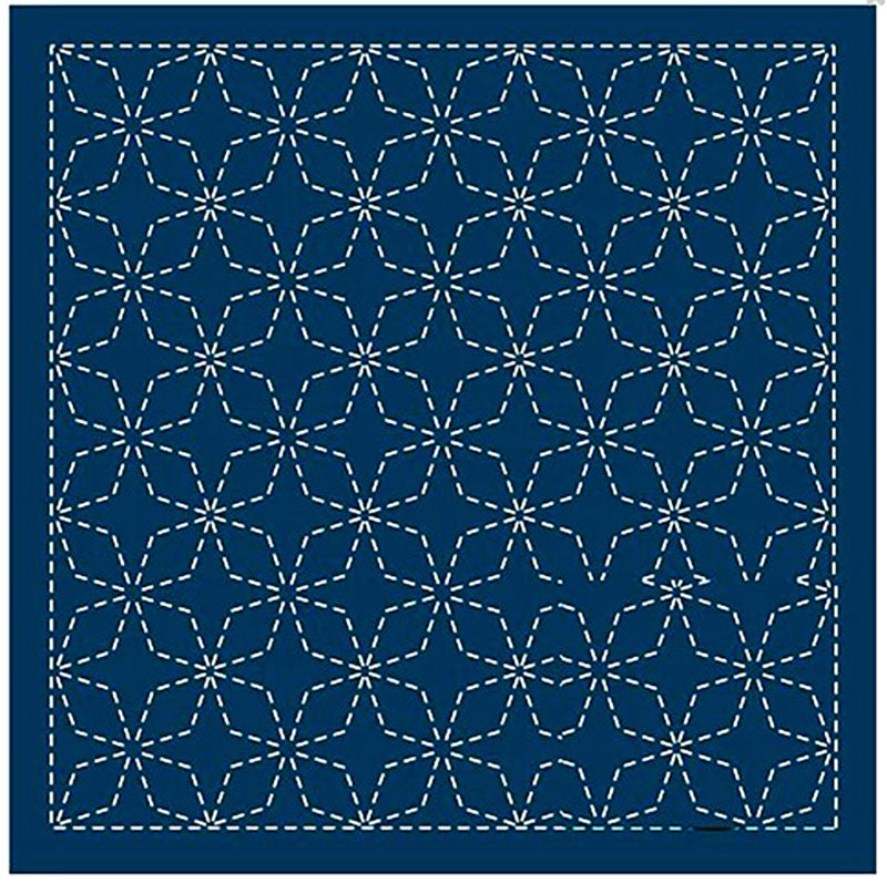 Sashiko Pre-printed Sampler - Olympus - # 202 Kaku-shippo - Navy