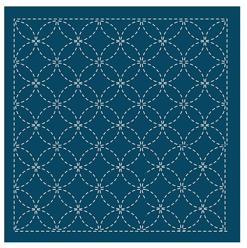 Sashiko Pre-printed Sampler (Olympus) - # 203 Shippo-tsunagi (Seven Treasures) - Navy