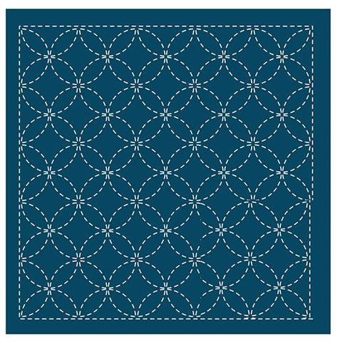 Sashiko Pre-printed Sampler (Olympus) - # 203 Shippo-tsunagi (Seven Treasures) - Navy