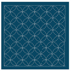 Sashiko Pre-printed Sampler (Olympus) - # 203 Shippo-tsunagi (Seven Treasures) - Navy