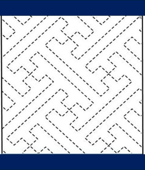 Sashiko Pre-printed Sampler (Olympus) - # 204 Saya-gata (Key Maze) - Navy