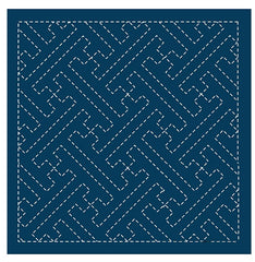 Sashiko Pre-printed Sampler (Olympus) - # 204 Saya-gata (Key Maze) - Navy