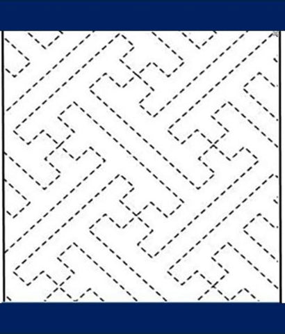 Sashiko Pre-printed Sampler (Olympus) - # 204 Saya-gata (Key Maze) - Navy