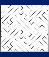 Sashiko Pre-printed Sampler (Olympus) - # 204 Saya-gata (Key Maze) - Navy