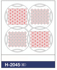 Sashiko Pre-printed Sampler - Kaguri Sashi - Asanoha to Zenisashi - # 2045 - Navy