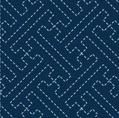 Sashiko Pre-printed Sampler (Olympus) - # 204 Saya-gata (Key Maze) - Navy