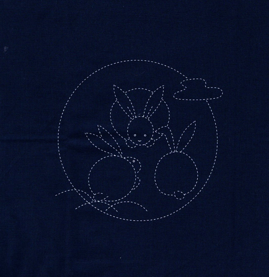 Sashiko Pre-printed Sampler - Yokota # 843S-208 - Bunnies- Navy