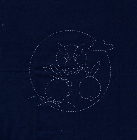 Sashiko Pre-printed Sampler - Yokota # 843S-208 - Bunnies- Navy