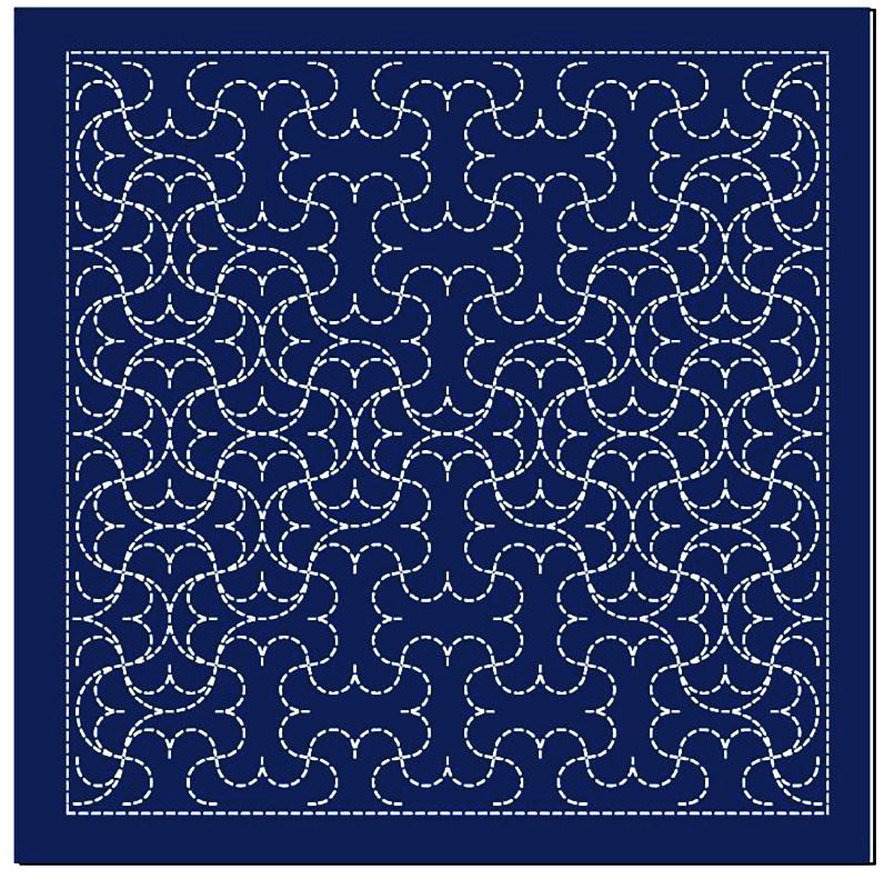 Sashiko Pre-printed Sampler - Olympus - # 2125  Hanmaru-Tsunagi - Navy