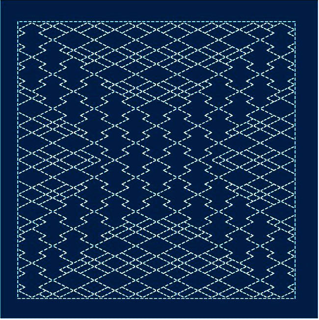 Sashiko Pre-printed Sampler - Olympus - # 2135 Matsukawa-bishi - Navy