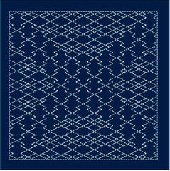 Sashiko Pre-printed Sampler - Olympus - # 2135 Matsukawa-bishi - Navy