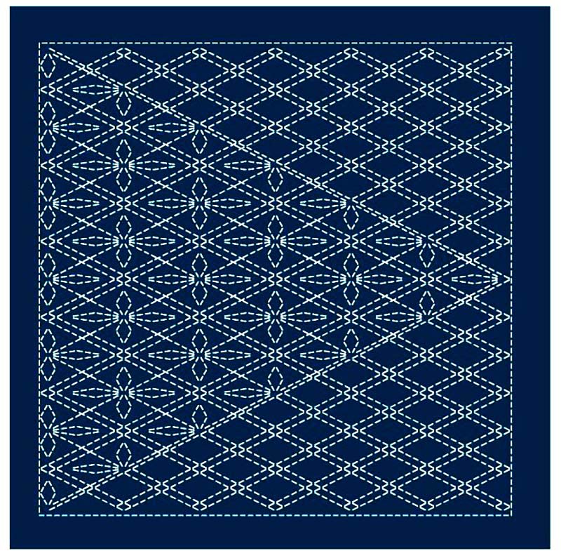 Sashiko Pre-printed Sampler - Olympus - # 2137 Tasuki  - Navy