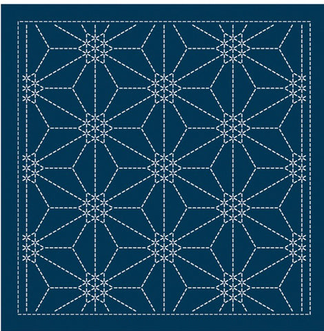 NEW - Sashiko Pre-printed Sampler (Olympus) - # 2138 Rokkaku-kamon  - Navy