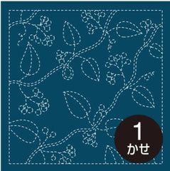 Sashiko Pre-printed Sampler (Olympus) - # 213 Berries & Leafy Branches - Navy