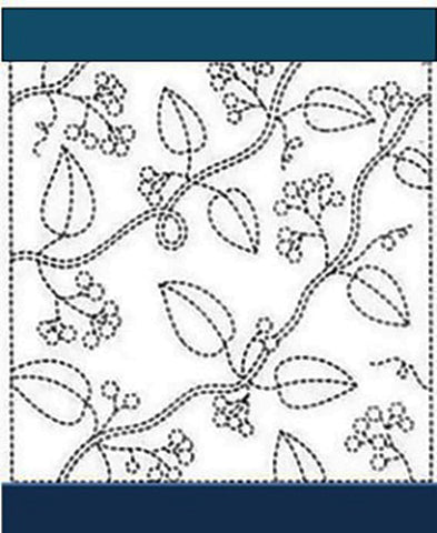 Sashiko Pre-printed Sampler (Olympus) - # 213 Berries & Leafy Branches - Navy