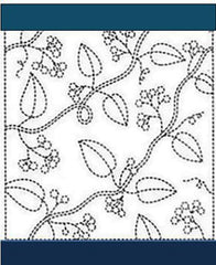 Sashiko Pre-printed Sampler (Olympus) - # 213 Berries & Leafy Branches - Navy