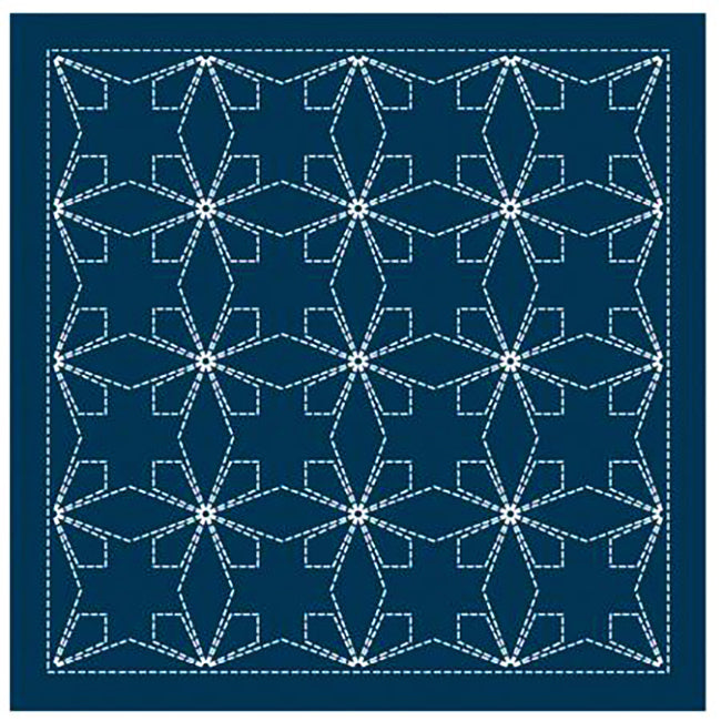 NEW - Sashiko Pre-printed Sampler (Olympus) - # 2140 Tessen - Navy