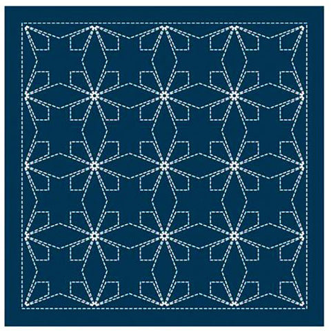 NEW - Sashiko Pre-printed Sampler (Olympus) - # 2140 Tessen - Navy