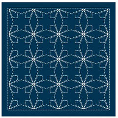 NEW - Sashiko Pre-printed Sampler (Olympus) - # 2140 Tessen - Navy