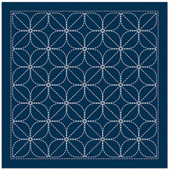 NEW - Sashiko Pre-printed Sampler (Olympus) - # 2141 Kamon - Navy