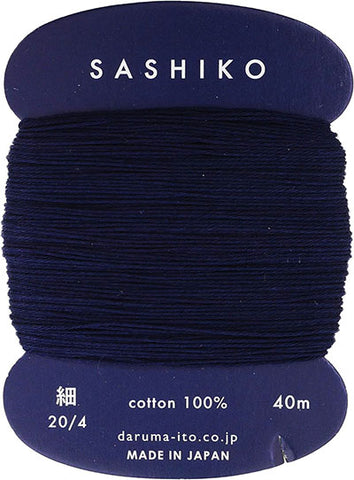 Sashiko Thread - Daruma - Thin Weight - 40m - # 216 Dark Indigo (Almost Black)