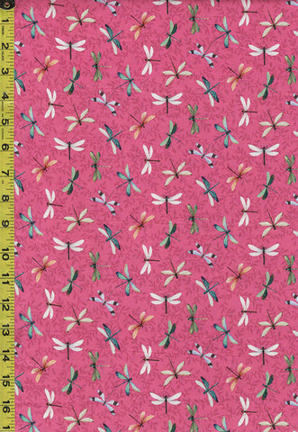 Asian - Northcott Water Lilies - Small Colorful Dragonflies - 25060-28 - Pink - Last 3/4 Yard