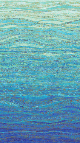 *Asian - Northcott Ginkgo - Water Waves - Shimmer Ombre - 26851M-44 - Light Navy (Light Aqua to Dark Blue)