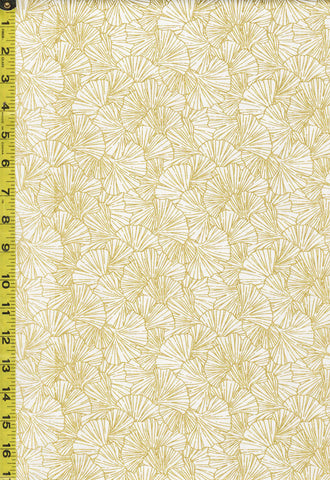 *Asian - Northcott Ginkgo - Shimmer Compact Ginkgo Leaves - 26856M-10 - White - Last 1 1/4 Yards