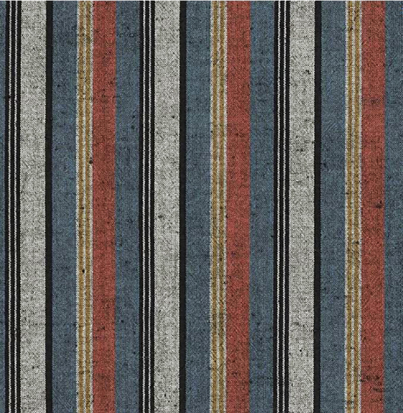 Japanese - Kofu Shima Momen - Yarn-Dyed Shot Cotton - Grey, Denim Blue & Brick Red - KF-2720A - Last 2 1/8 Yards