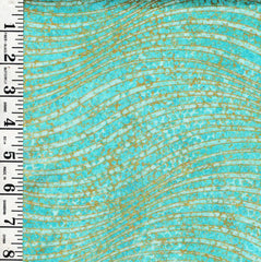 **Fabric Art - Northcott Enigma - Shimmer Stylized Waves - 28184M-64 - Turquoise - By the Half Yard