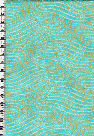 **Fabric Art - Northcott Enigma - Shimmer Stylized Waves - 28184M-64 - Turquoise - By the Half Yard