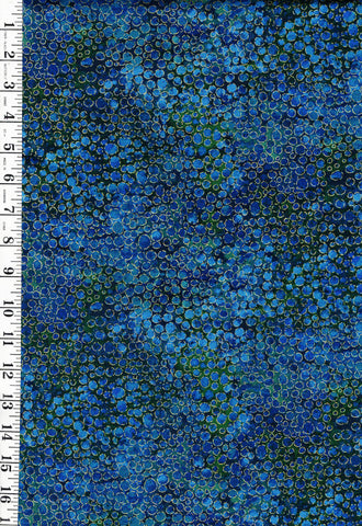 **Fabric Art - Northcott Enigma - Shimmer Water Bubbles - 28185M-48 - Dark Blue Multi -By the Half Yard