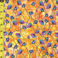 *Tropical - Valencia - Stylized Long-stemmed Poppies - 29037-O - Orange & Yellow