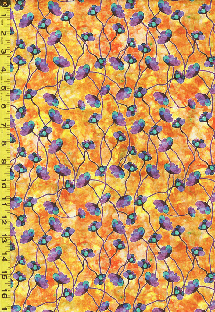 *Tropical - Valencia - Stylized Long-stemmed Poppies - 29037-O - Orange & Yellow