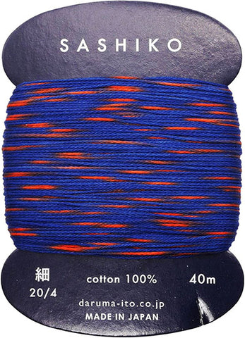 Sashiko Thread - Daruma - Thin Weight Variegated - 40m - # 302 - Blue Orange