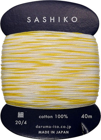 Sashiko Thread - Daruma - Thin Weight Variegated - 40m - # 303 - Yellow White
